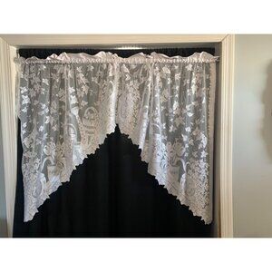 White Lace Valance Curtains Floral & Garden Tools Design 29" Wide 36" Long For H